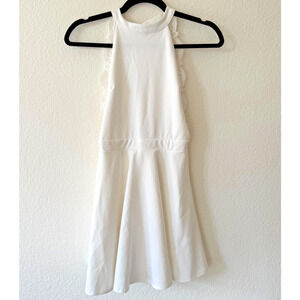 White Halter Dress Crochet Lace Open Back Mini Bridal Shower Wedding Bachelorett